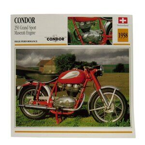 Condor 250 Grand Sport Maserati Engine Switzerland 1958 Motorcycle Spec Card She